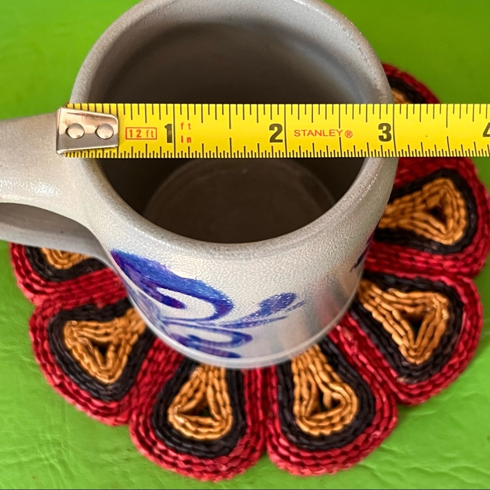 Handmade pottery mug blue and gray motif - Picture 7 of 11